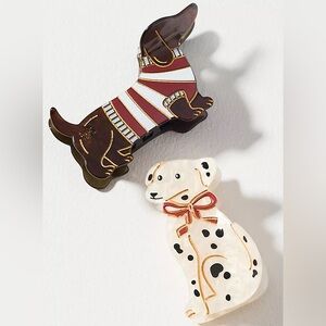 Anthropologie Fraser Sterling Best In Show Dog Hair Claws, Set of 2 - NWT